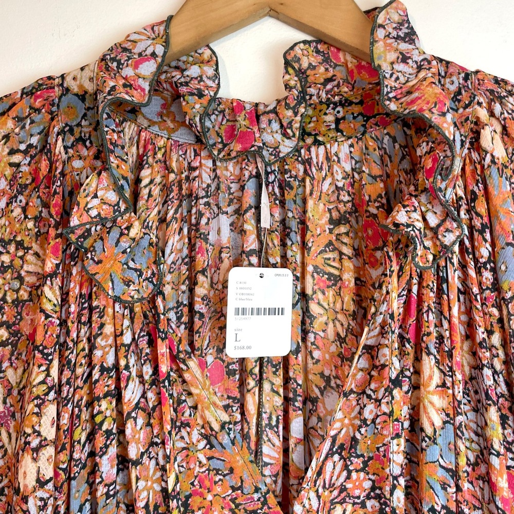 Free People Maxi Dress Floral Tiered Boho Ruffle L Fairy Grunge Ethereal NWT - Picture 6 of 9